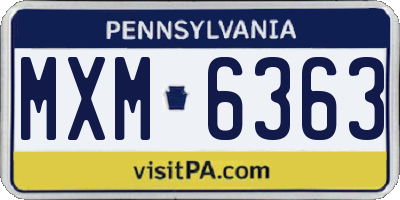 PA license plate MXM6363