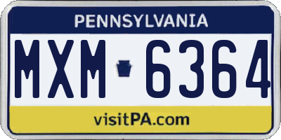 PA license plate MXM6364