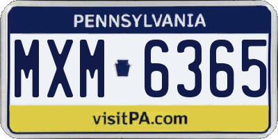 PA license plate MXM6365
