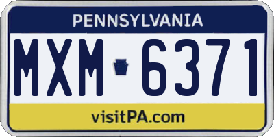 PA license plate MXM6371