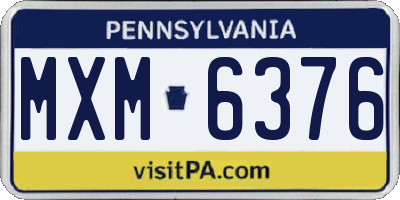 PA license plate MXM6376