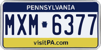 PA license plate MXM6377