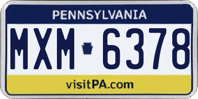 PA license plate MXM6378