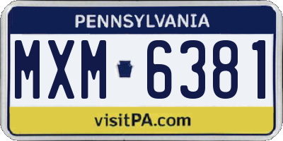PA license plate MXM6381
