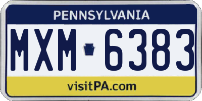 PA license plate MXM6383