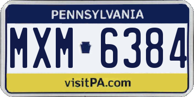 PA license plate MXM6384