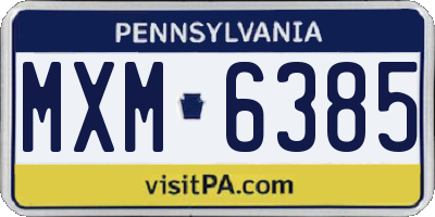 PA license plate MXM6385