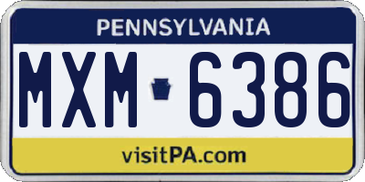 PA license plate MXM6386
