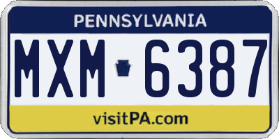 PA license plate MXM6387