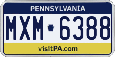 PA license plate MXM6388