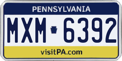 PA license plate MXM6392