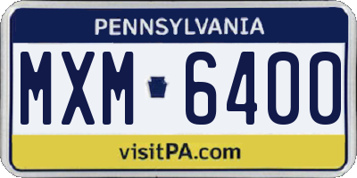PA license plate MXM6400