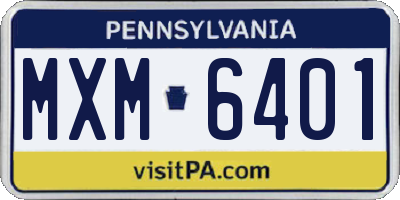PA license plate MXM6401