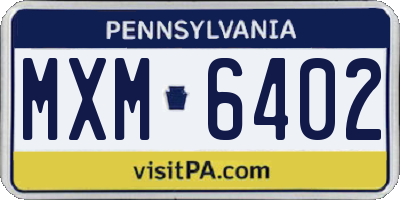 PA license plate MXM6402