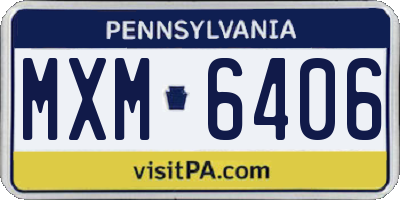 PA license plate MXM6406