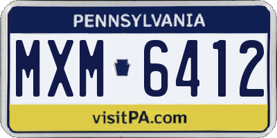 PA license plate MXM6412