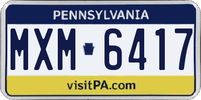 PA license plate MXM6417