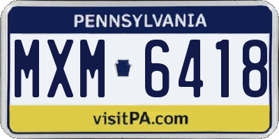 PA license plate MXM6418