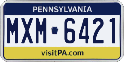 PA license plate MXM6421