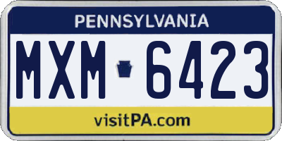 PA license plate MXM6423