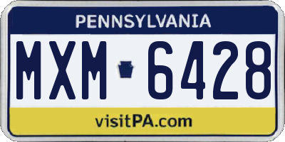 PA license plate MXM6428