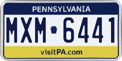 PA license plate MXM6441