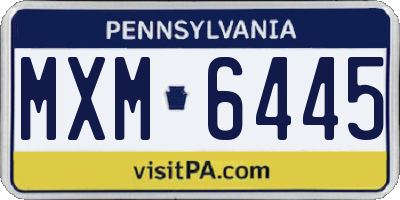 PA license plate MXM6445