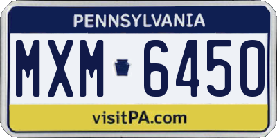 PA license plate MXM6450