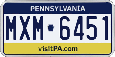 PA license plate MXM6451
