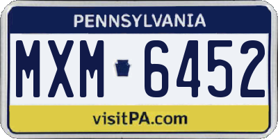PA license plate MXM6452