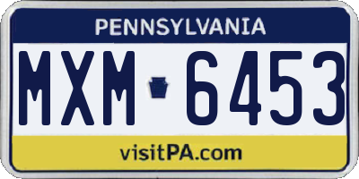 PA license plate MXM6453