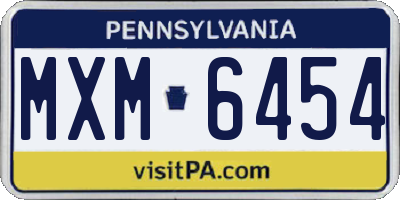 PA license plate MXM6454