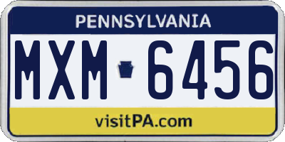 PA license plate MXM6456