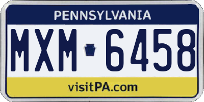 PA license plate MXM6458