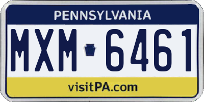 PA license plate MXM6461