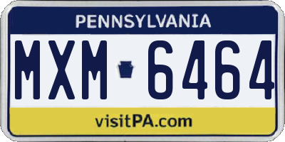 PA license plate MXM6464