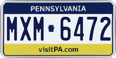 PA license plate MXM6472
