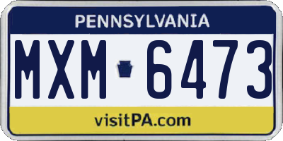PA license plate MXM6473
