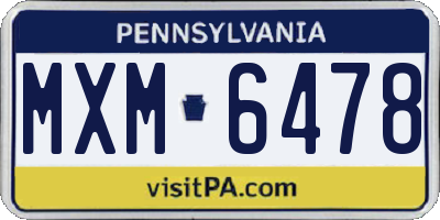 PA license plate MXM6478