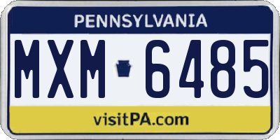 PA license plate MXM6485
