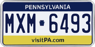 PA license plate MXM6493