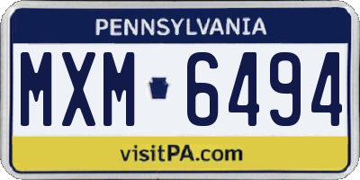 PA license plate MXM6494