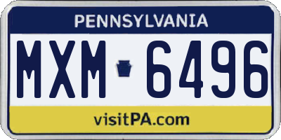 PA license plate MXM6496