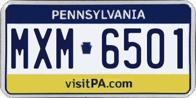 PA license plate MXM6501