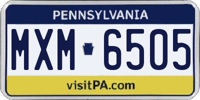 PA license plate MXM6505