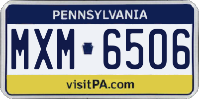 PA license plate MXM6506