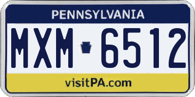 PA license plate MXM6512