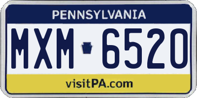 PA license plate MXM6520