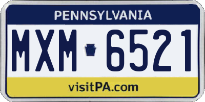 PA license plate MXM6521