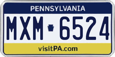 PA license plate MXM6524